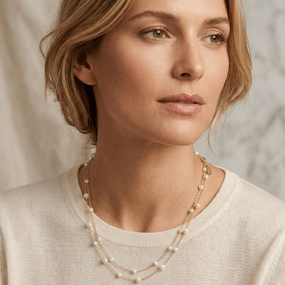 Luna Pearl Layered Necklace - Orlumea