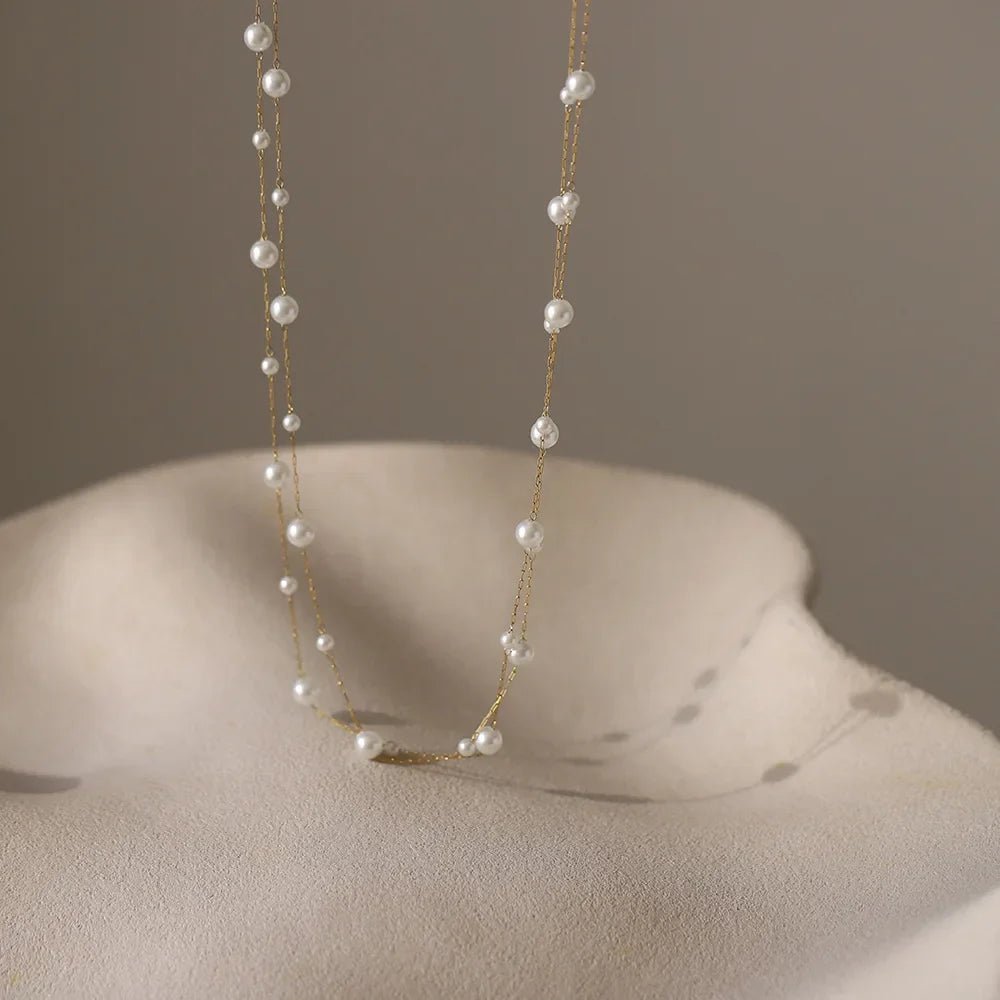 Luna Pearl Layered Necklace - Orlumea