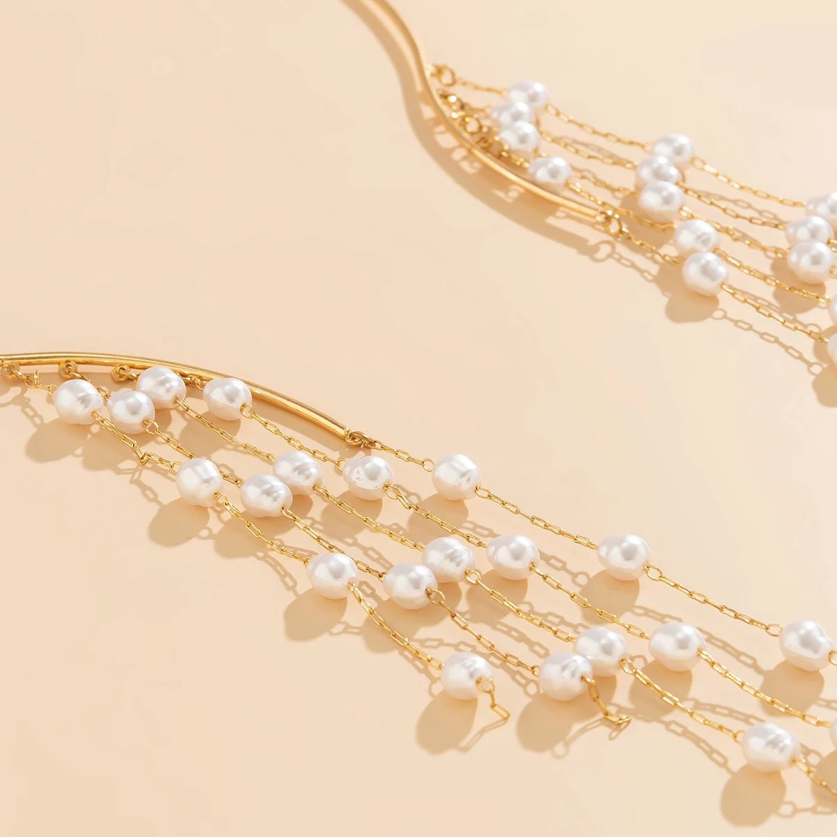 Luxe Pearl Cascade Gold Necklace - Orlumea
