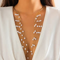 Luxe Pearl Cascade Gold Necklace - Orlumea