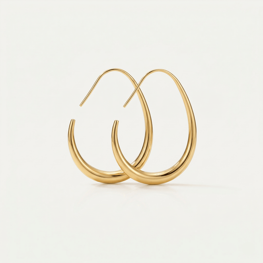 Minimalist Oval Gold Hoop Earrings - Orlumea