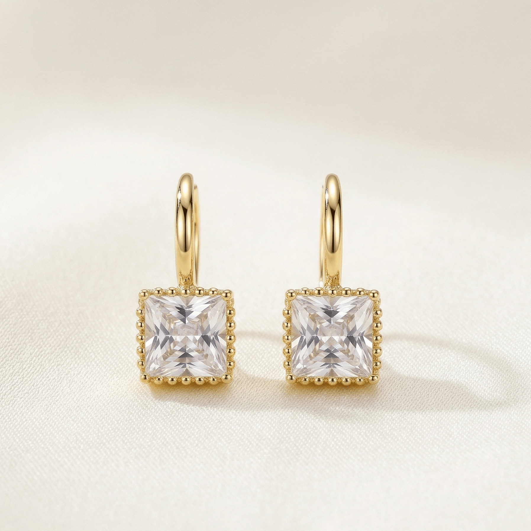 Princess Cut Zirconia Gold Huggie Earrings - Orlumea