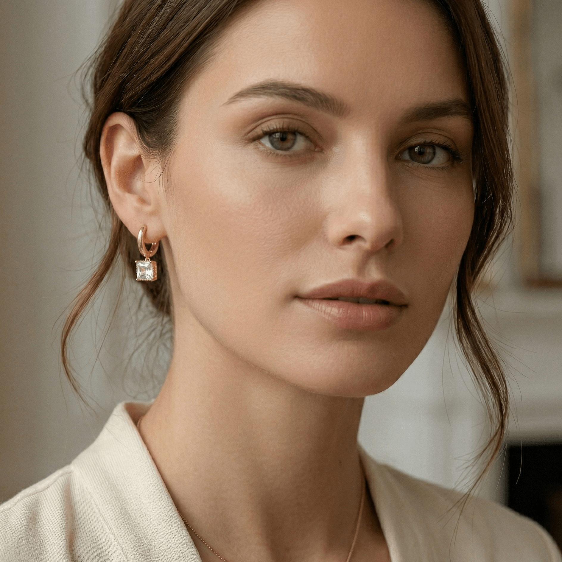 Princess Cut Zirconia Gold Huggie Earrings - Orlumea