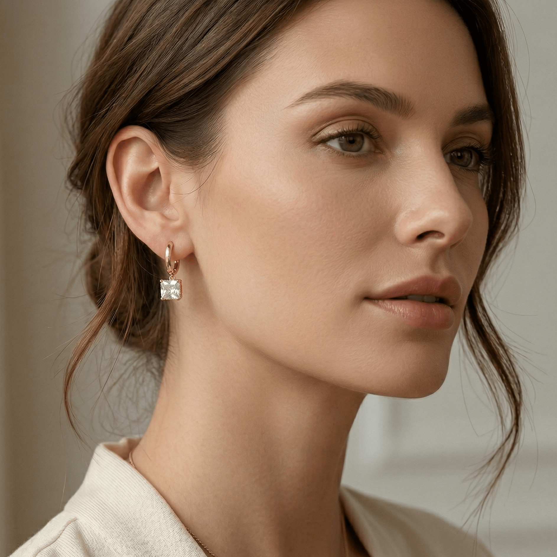Princess Cut Zirconia Gold Huggie Earrings - Orlumea