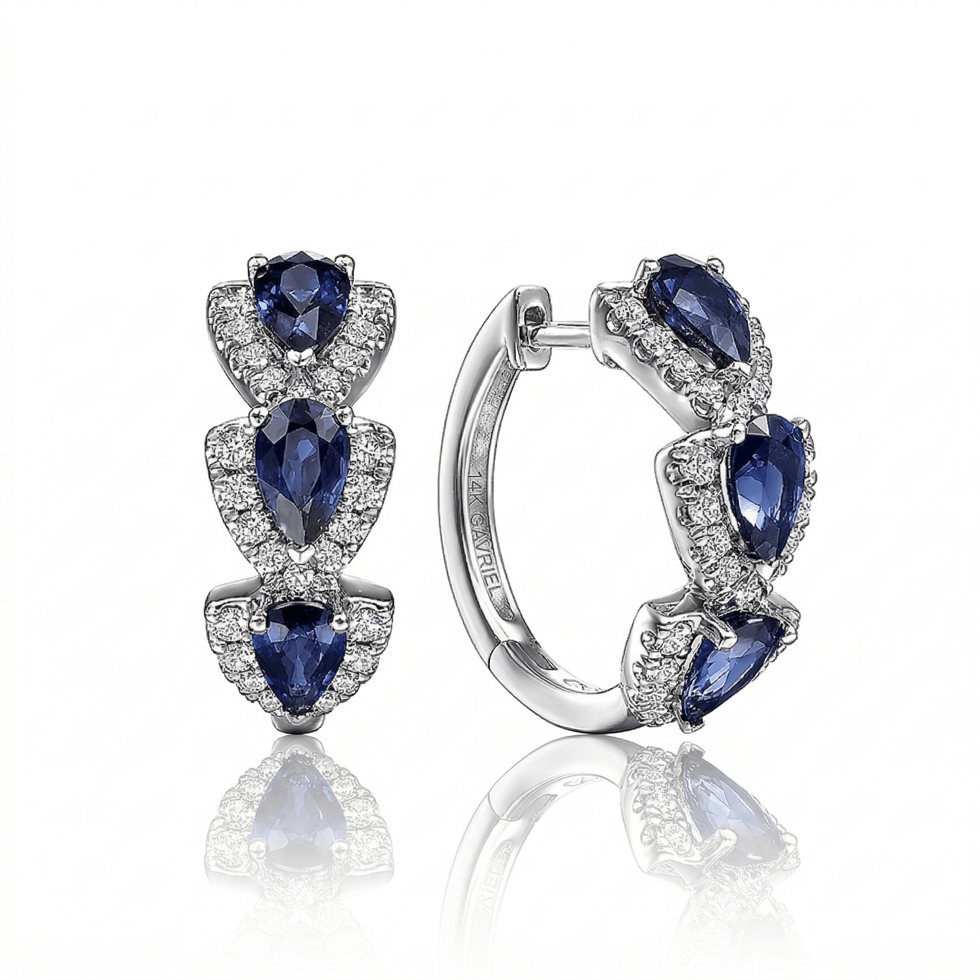 Royal Sapphire Zirconia Hoop Earrings - Orlumea