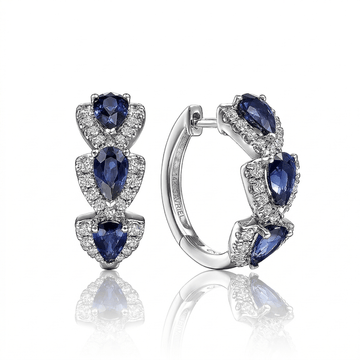 Royal Sapphire Zirconia Hoop Earrings - Orlumea
