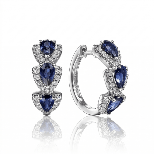 Royal Sapphire Zirconia Hoop Earrings - Orlumea