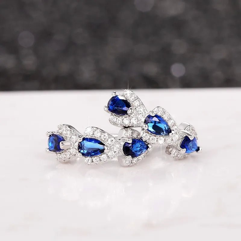 Royal Sapphire Zirconia Hoop Earrings - Orlumea