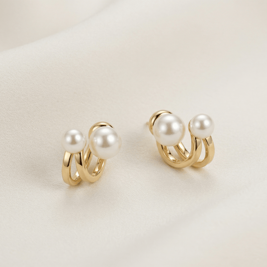 Sienna Pearl Huggie Earrings - Orlumea