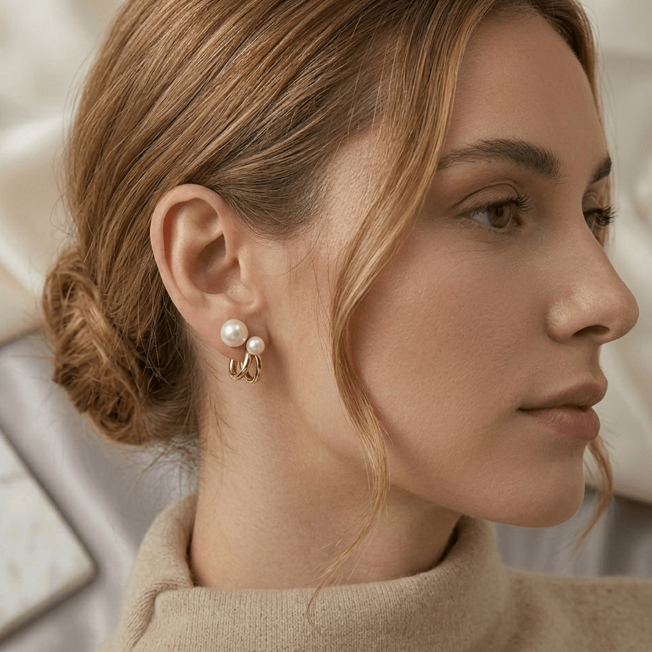 Sienna Pearl Huggie Earrings - Orlumea