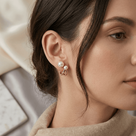 Sienna Pearl Huggie Earrings - Orlumea
