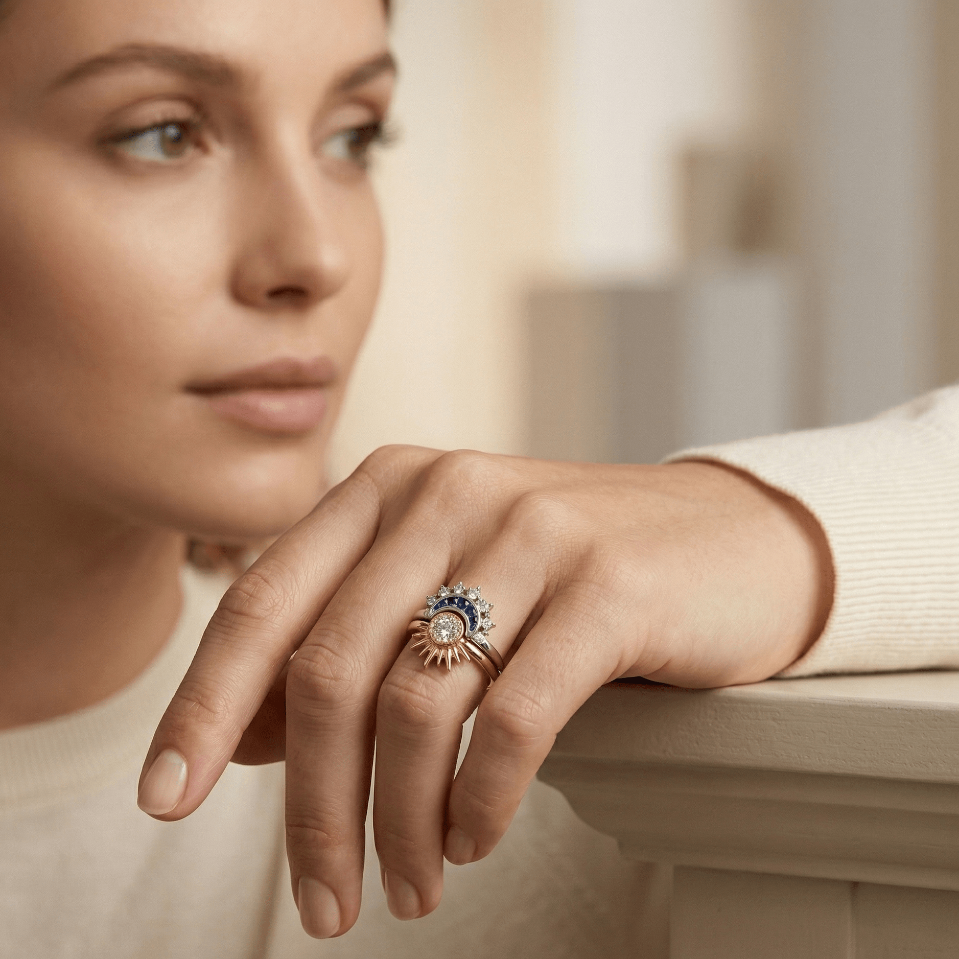 Solara Moon Gold Ring - Orlumea