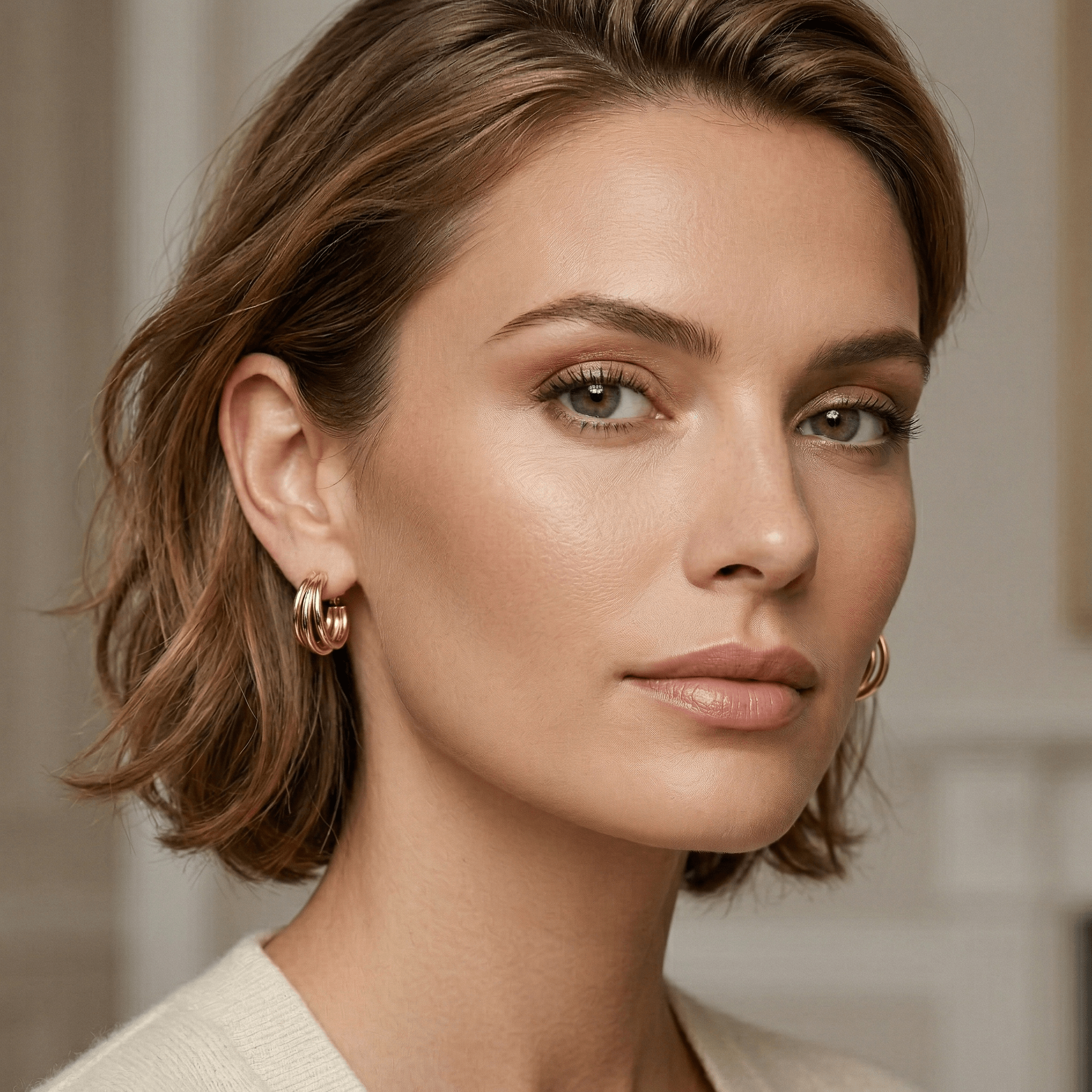 Triple Hoop Gold Statement Earrings - Orlumea