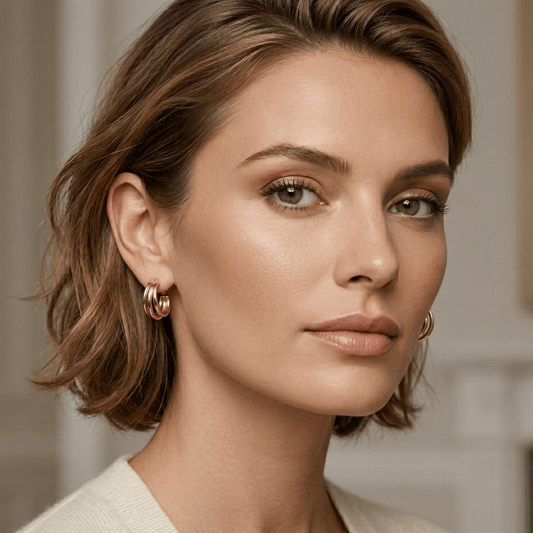 Triple Hoop Gold Statement Earrings - Orlumea