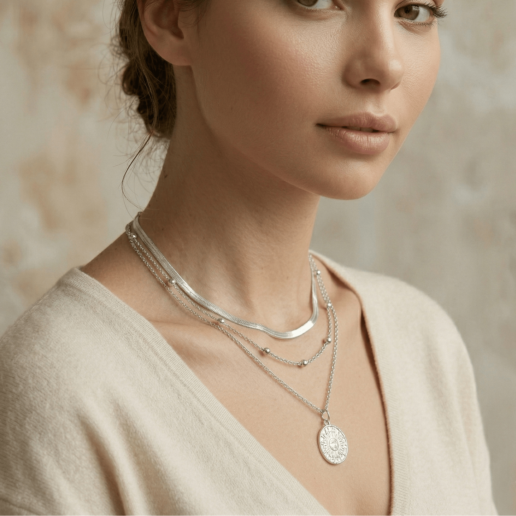 Triple Layer Gold Pendant Necklace - Orlumea