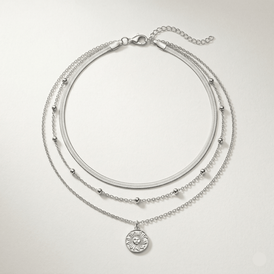 Triple Layer Gold Pendant Necklace - Orlumea