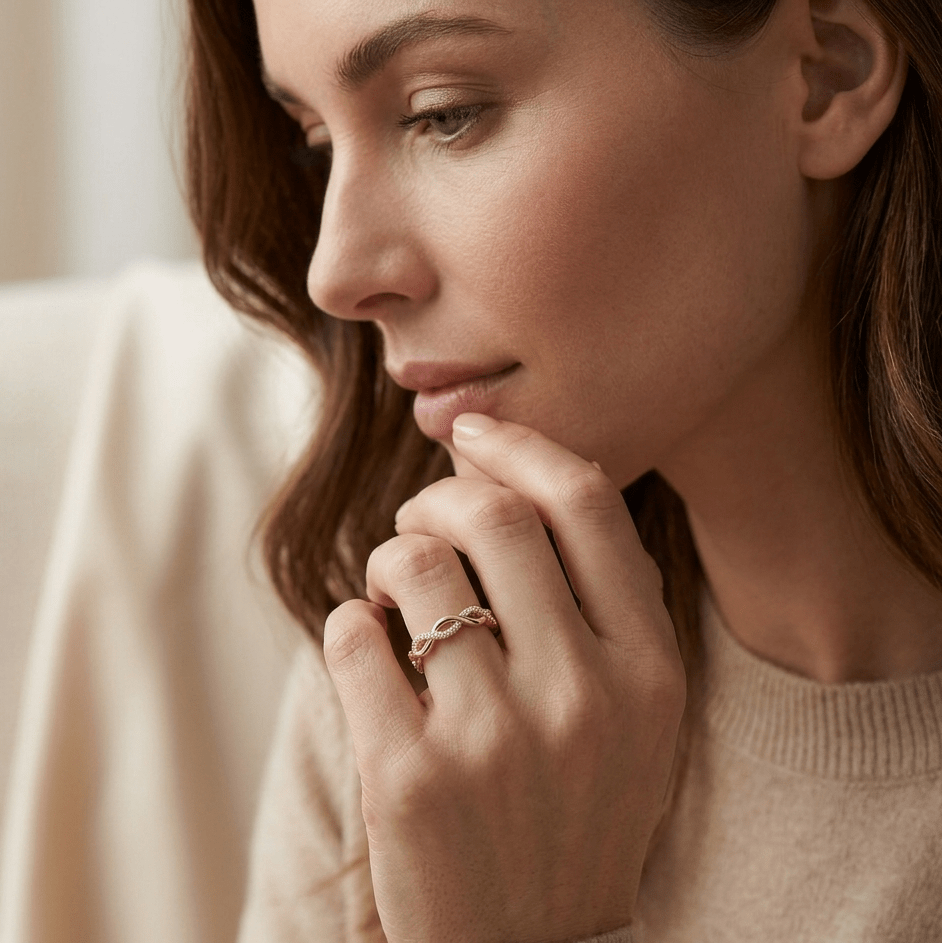 Twisted Zirconia Gold Ring - Orlumea